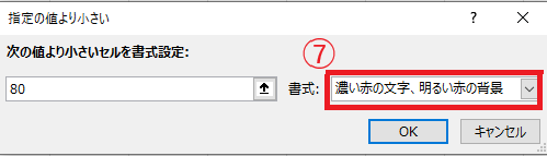 「書式」のプルダウンリストをクリックする