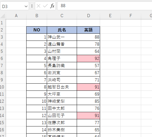 条件付き書式のルールが変更される